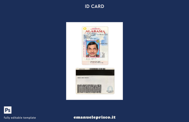 stile verificato USA Alabama secondo il modello di carta d'identità